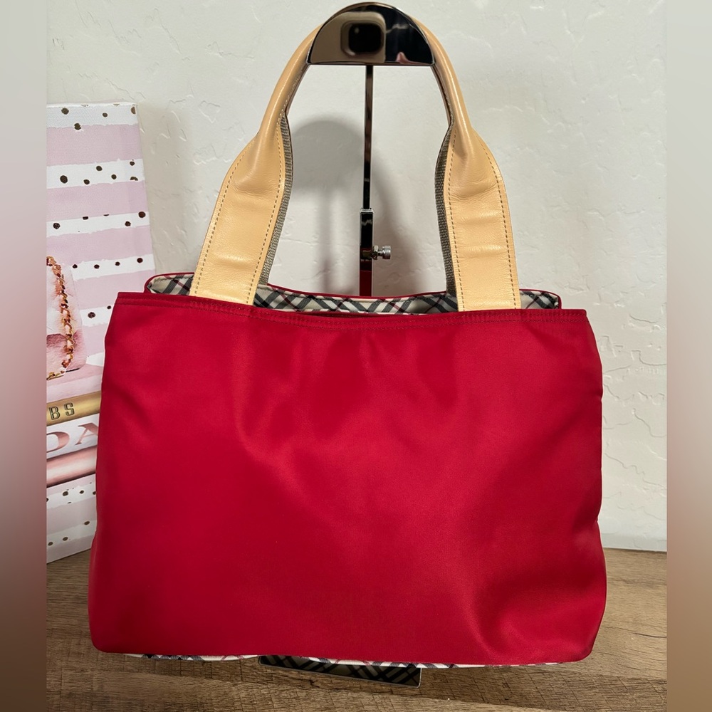 Red Burberry Tote - EUC